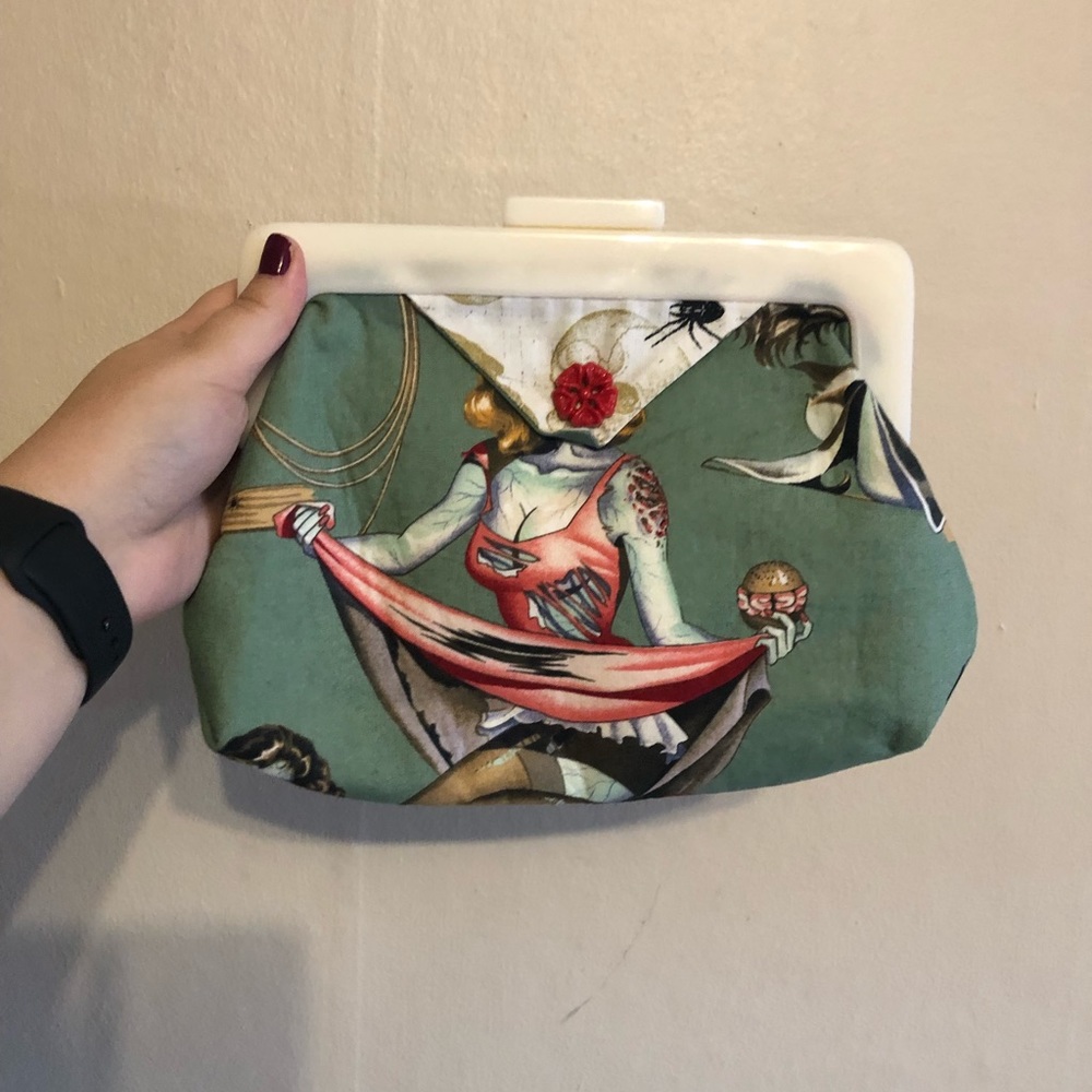 Pale green Zombie Pin Up Clutch